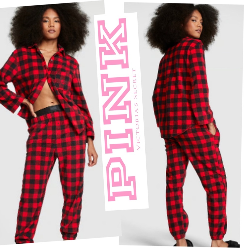 PINK VICTORIA’S SECRET POLAR FLEECE JOGGER PAJAMA SET SIZE XXL